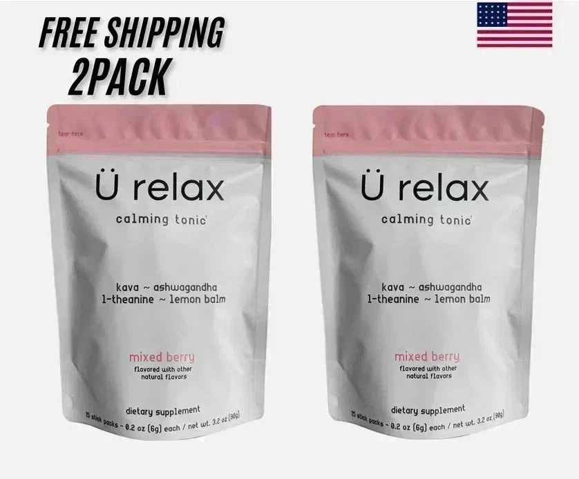 U Relax Calming Tonic- 15 Packets MIXED BERRY Flavor Relax Drink 2 pack!!!