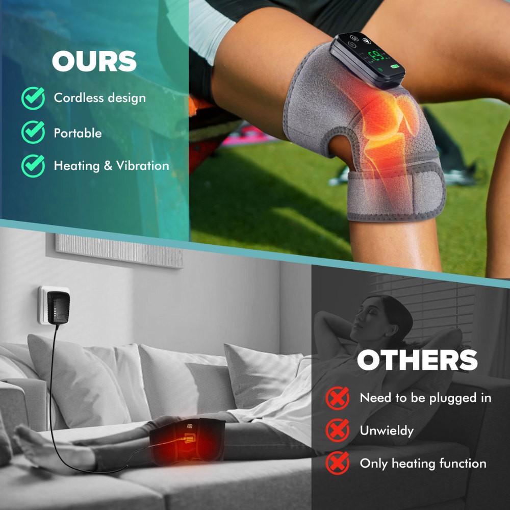 Electric Knee Massager Massage Pad with Heat Joint Pain Relief Blood Circulation