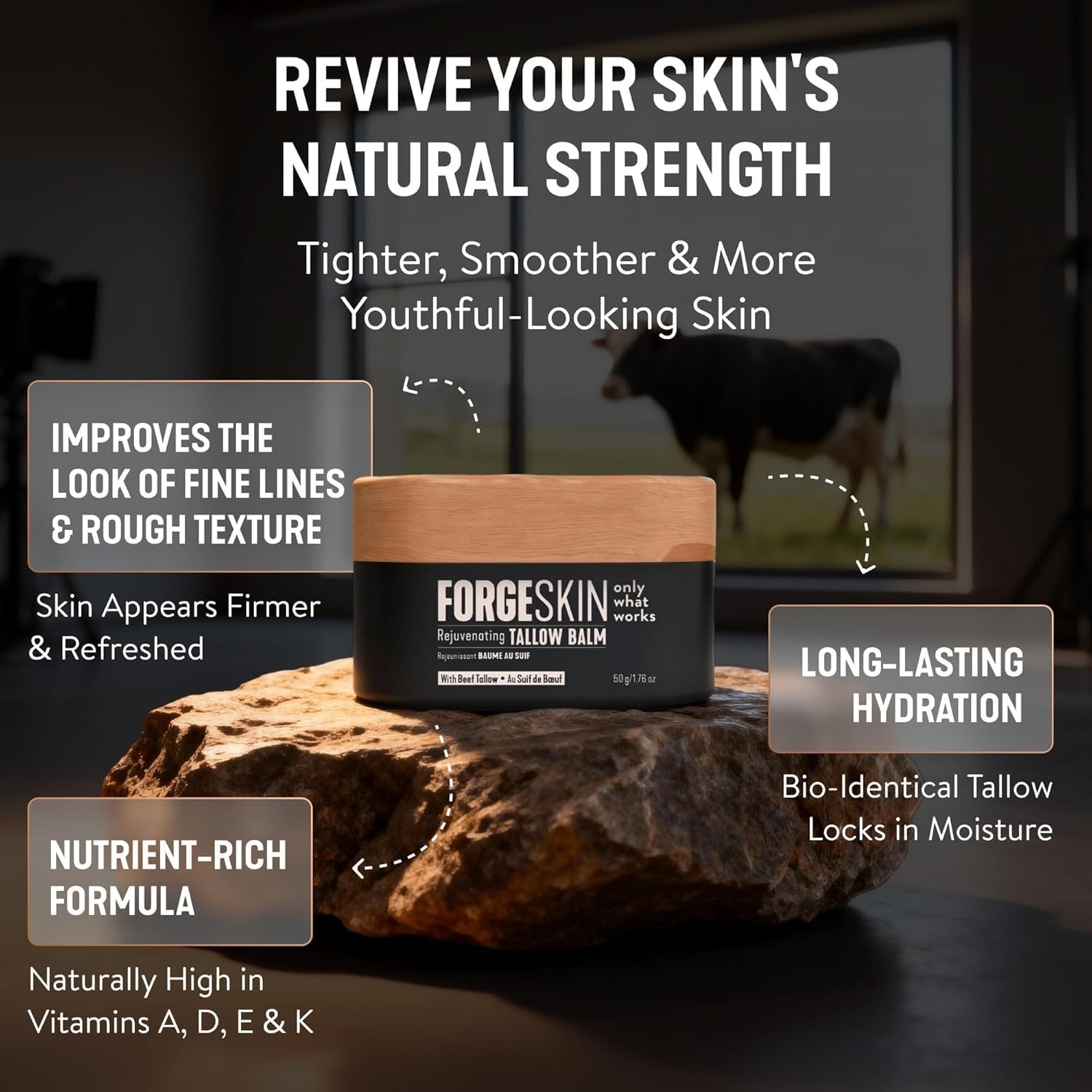 Forge Skin Men’s Wrinkle Defense Beef Tallow Balm for Skin |Beef Tallow for men.