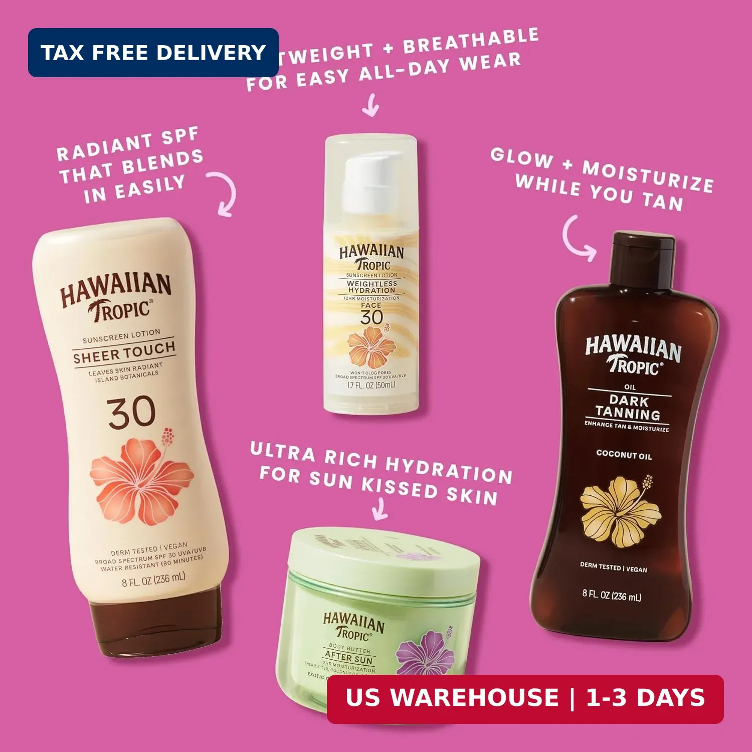 Hawaiian Tropic After Sun Body Butter with Coconut Oil, 8 oz, After Sun Lotion,
