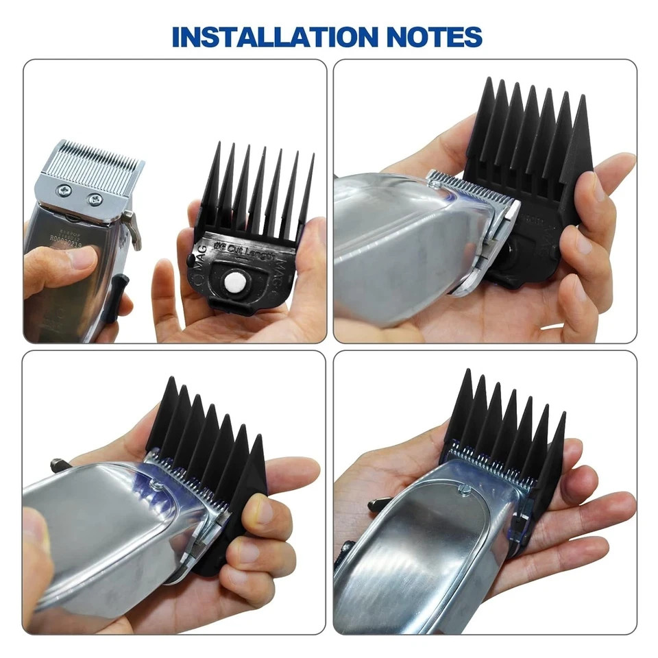 10Pcs Magnetic Clipper Guards Guide Comb for Andis Master Hair Clippers Black