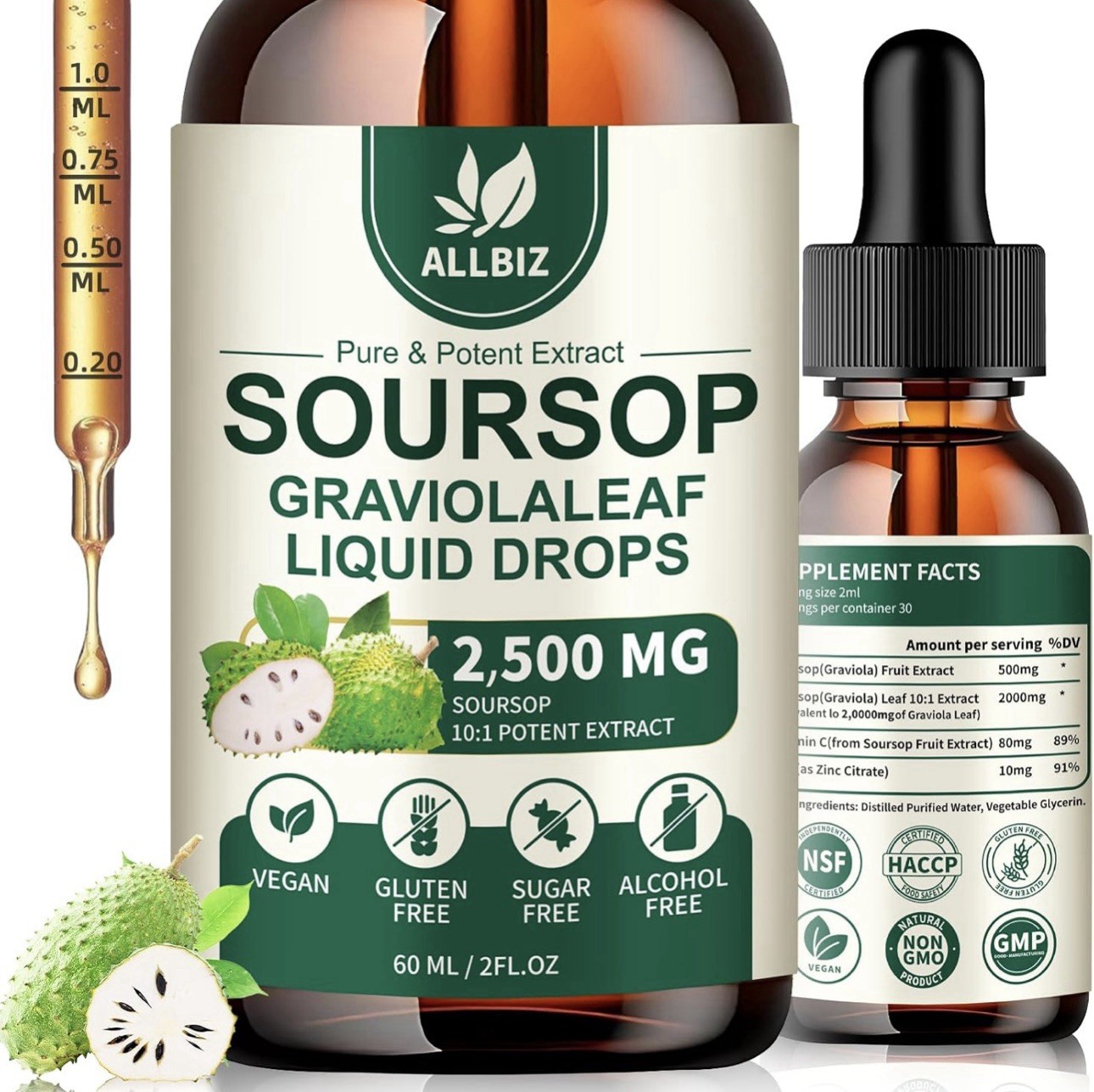 Soursop Bitters Liquid Drops, Graviola Extract for Cell Support & Regeneration