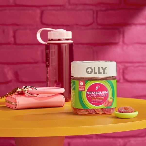 OLLY Metabolism Gummy Rings with Vinegar, Vitamin B12 & Chromium – Apple – 30ct