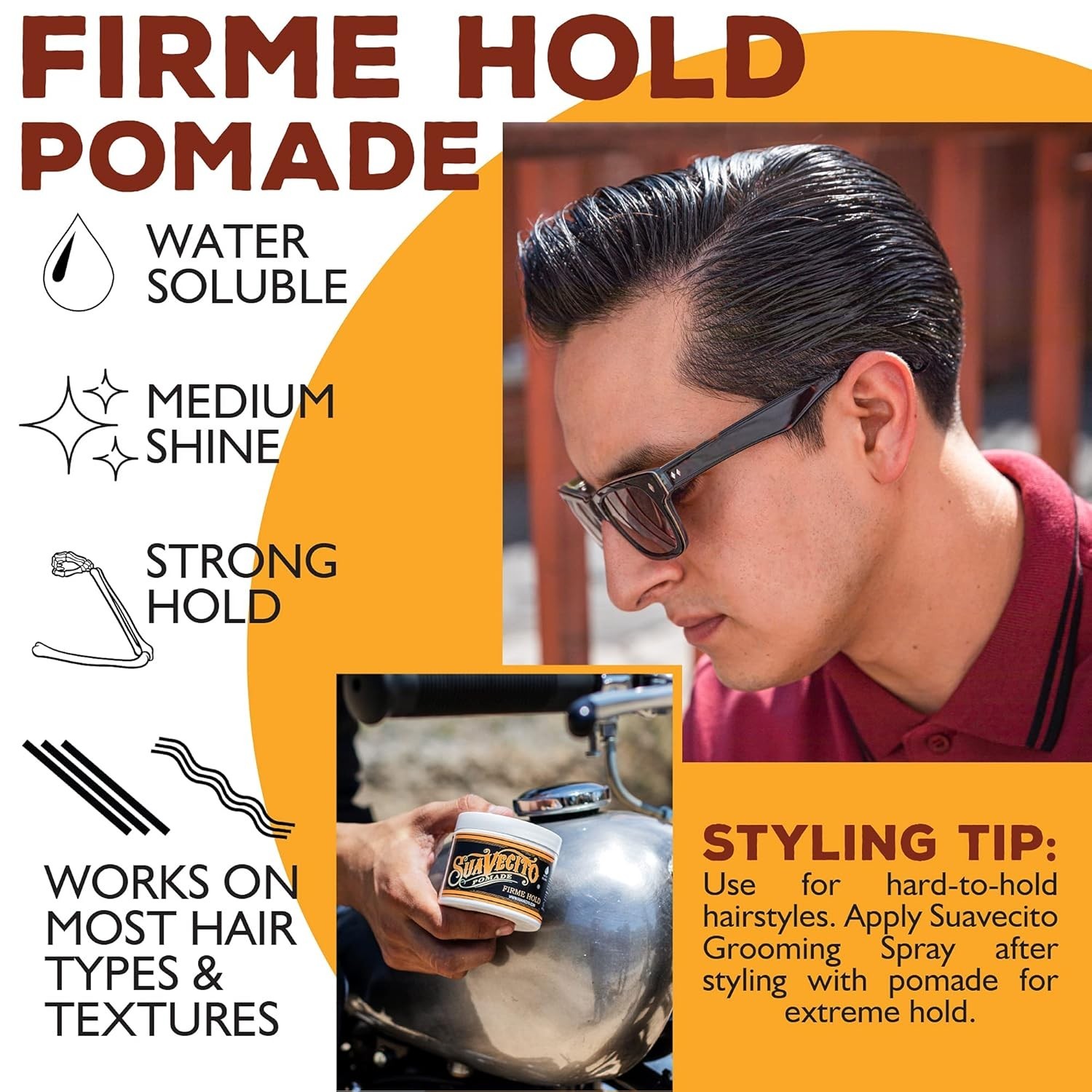 2 PACK Suavecito Firme Strong Hold Pomade, Strong Hold Pomade For Men, 4oz/113g