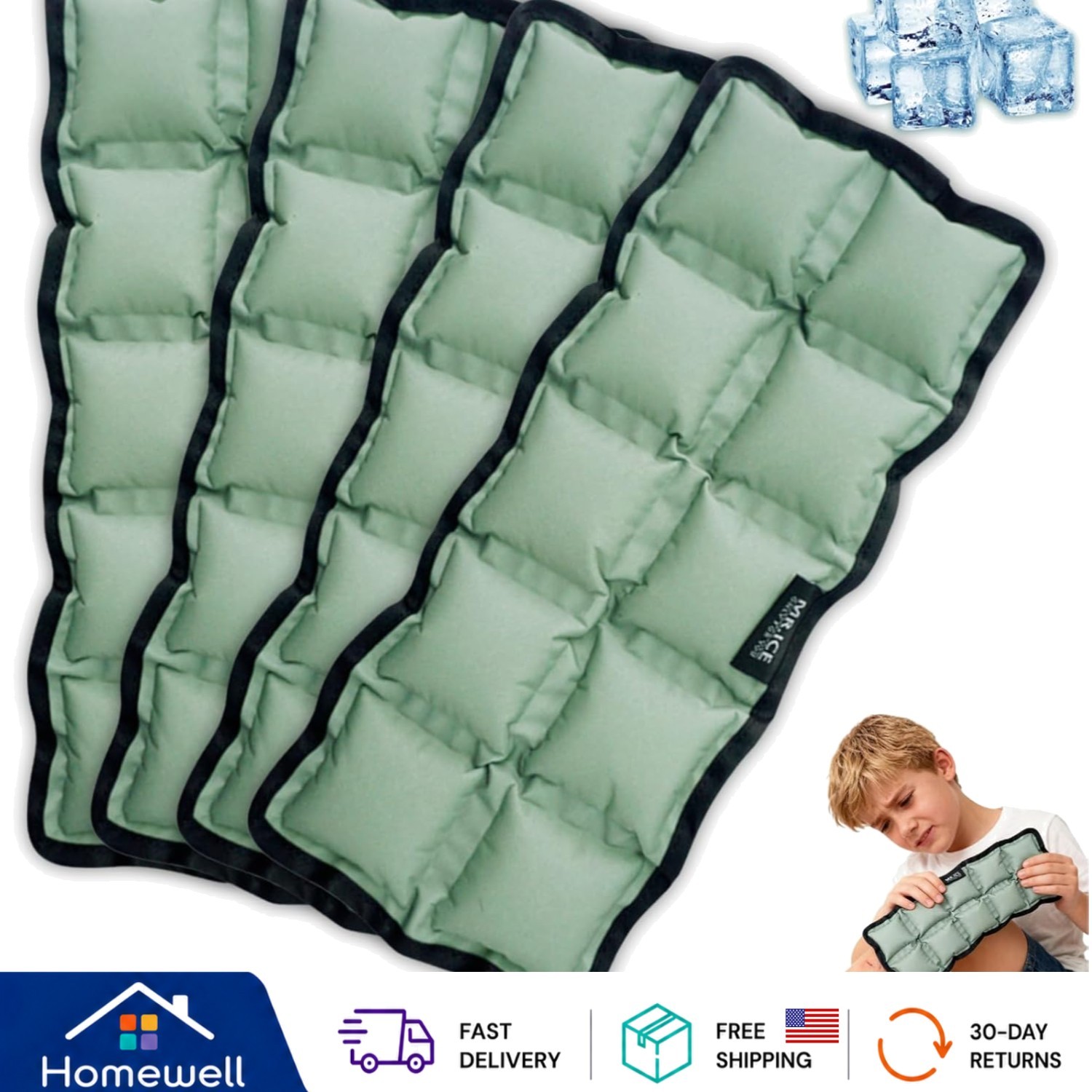 10×4 Flexible Ice Pack Set of 4 – Microwave & Freezer Safe Pain Relief Solution