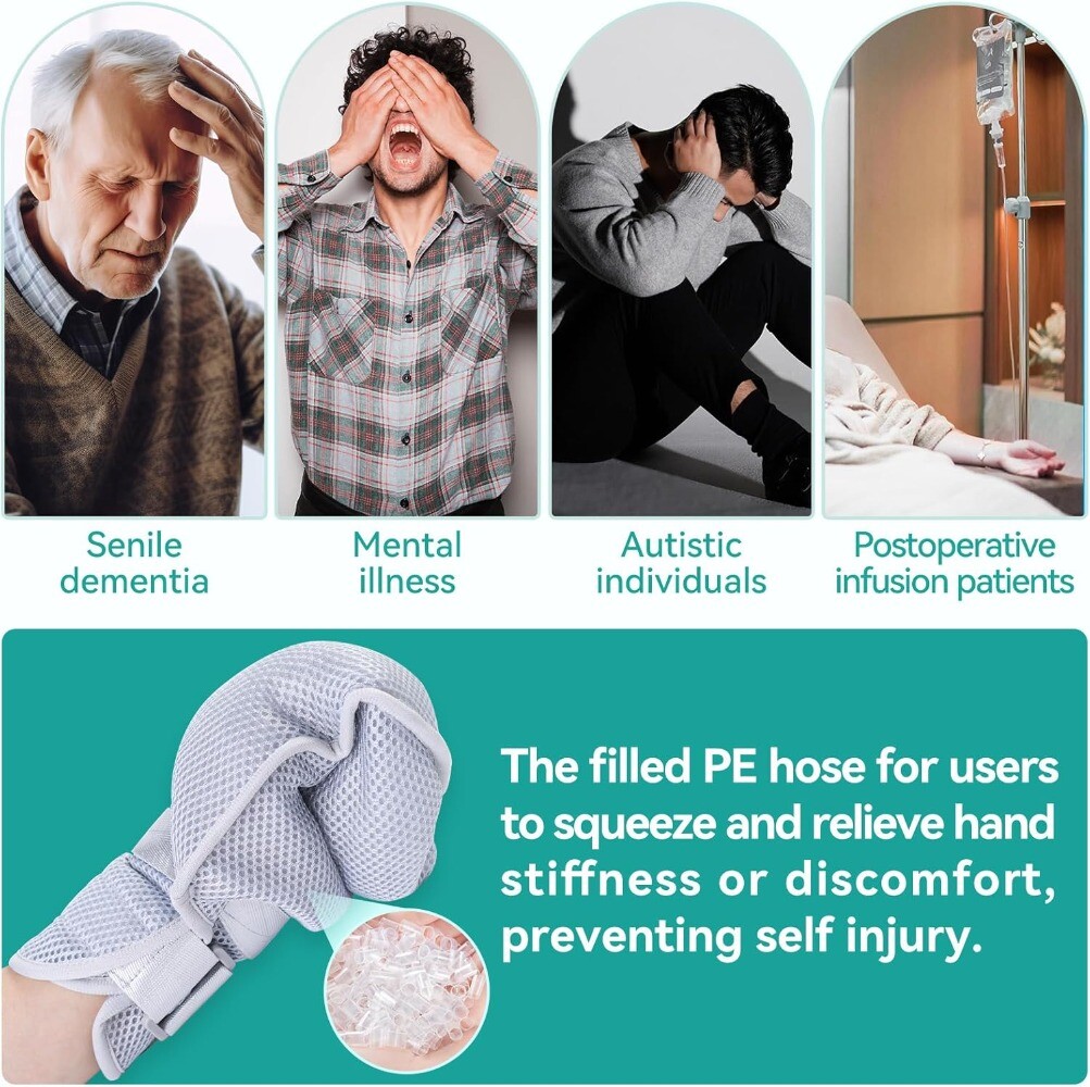 2 Pcs Restraint Gloves for Dementia Patients Elderly Care Autistic Child Safety