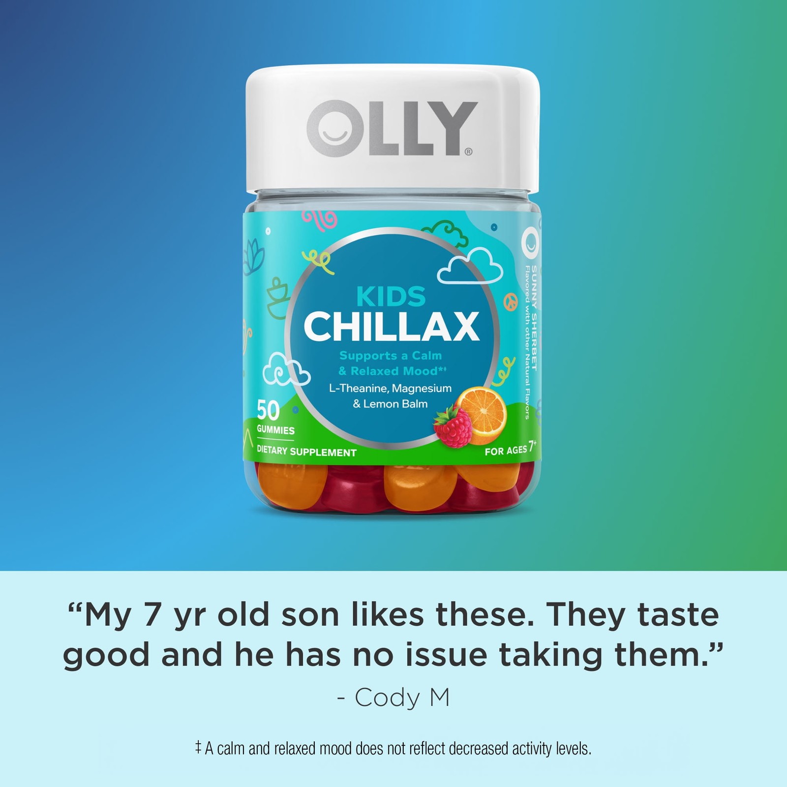 Kids Chillax Gummy Supplement with Magnesium and L-Theanine, 50 Count