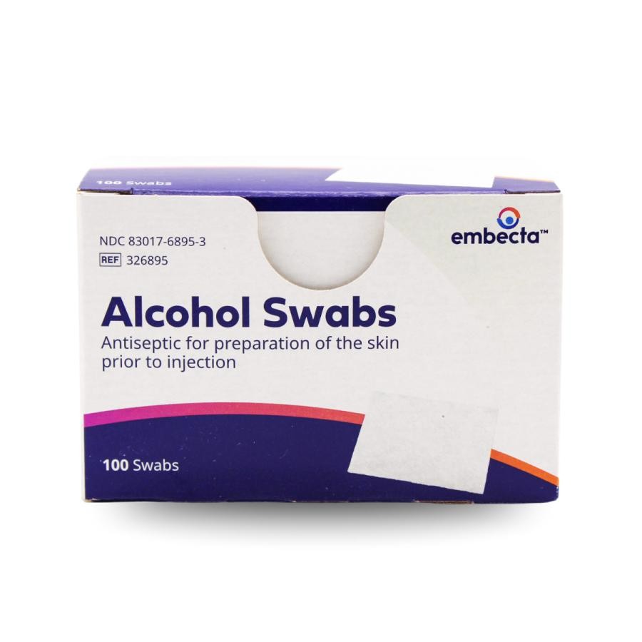 embecta Alcohol Swabs Gauze 70% Isopropyl Alcohol Per Pack .75″x1 In, 100 Count