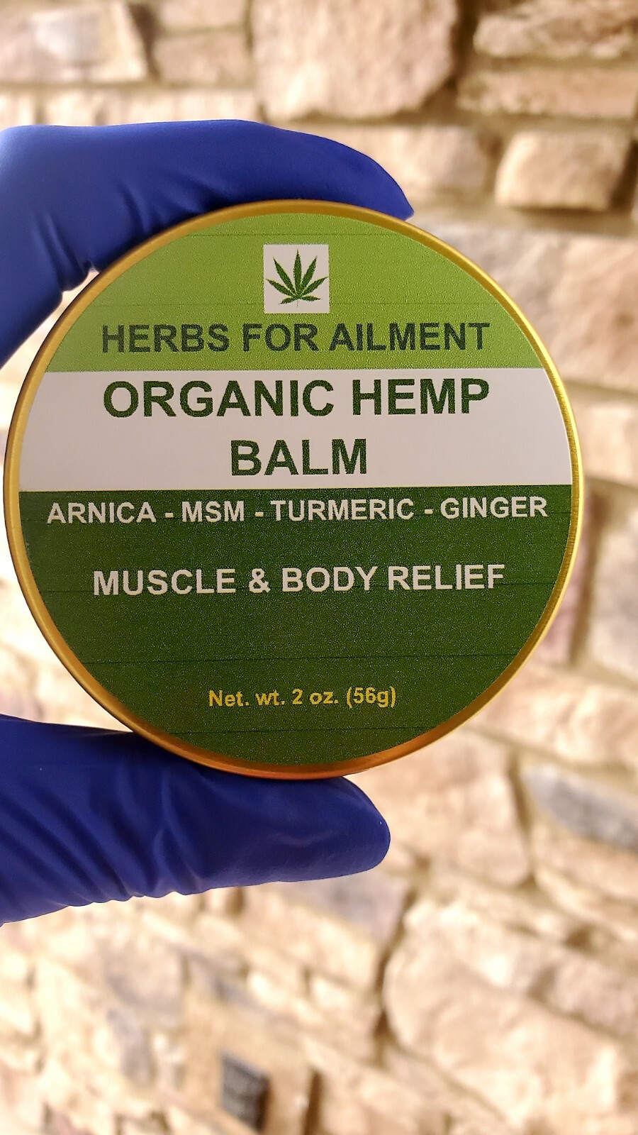 HEMP Salve/Balm – Arnica-MSM-Turmeric-Ginger-Joint&Muscle Pain-Arthritis 56g.