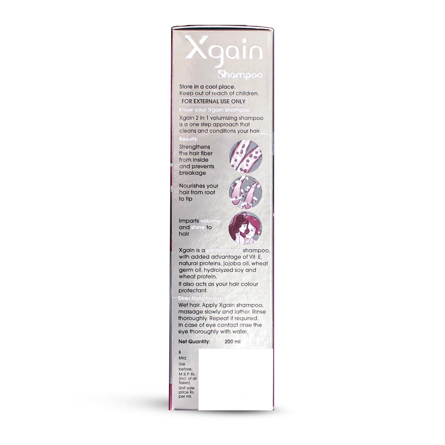 Cipla Xgain Shampoo| 2 in 1 Volumzing Formula| pH balanced- 100ml ( Pack of 2)