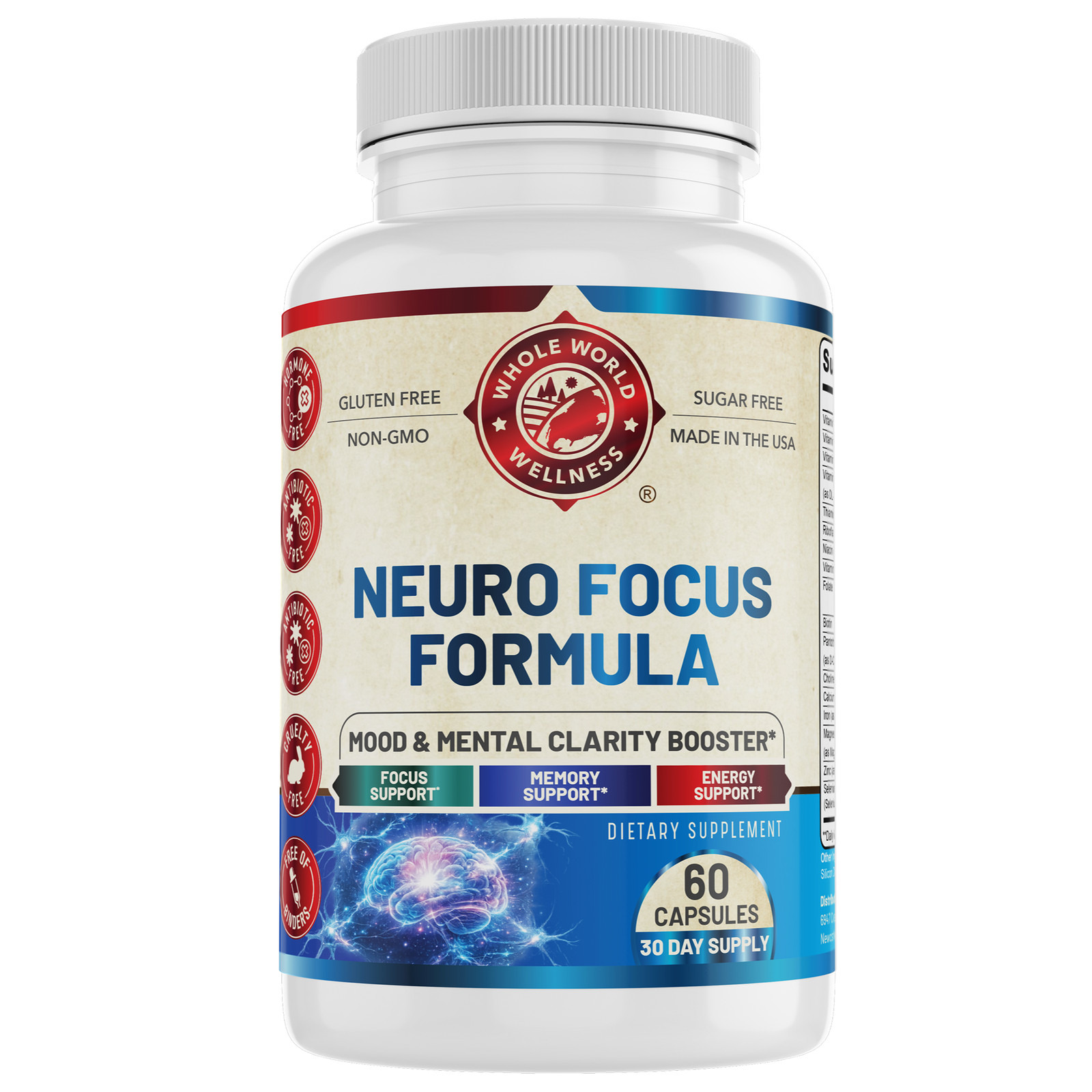 Neuro Focus Formula. Supports Mental Clarity & Focus. Vitamin A,C,D,E,B6…