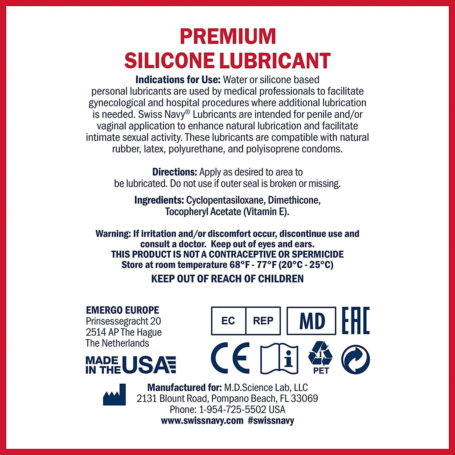 Swiss Navy Premium Silicone Based Personal Lubricant – Select Size