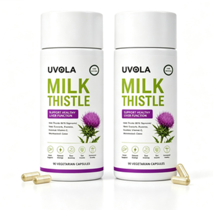 Uvola Milk Thistle Supplement, 80% Silymarin Liver Support Formula, 90 Capsules