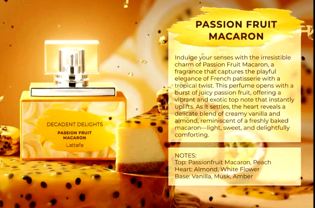 Lattafa Decadent Delights Passion Fruit Macaron For Women.1.7oz.EDP.NIB(UAE)
