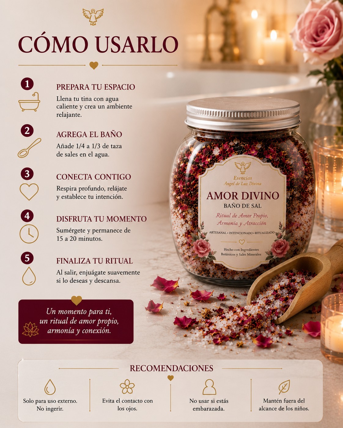 Esencias Angel de Luz Divina LOVE & ATTRACTION RITUAL BATH SALT