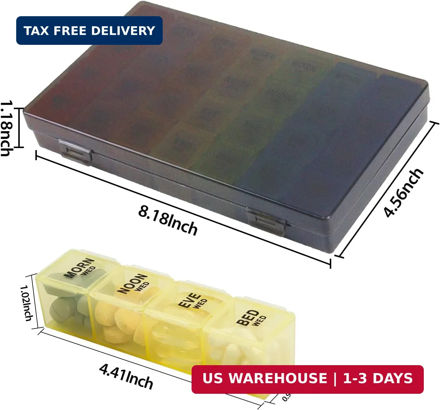 Weekly Pill Organizer 4 Times a Day, 7-Day Pill Boxes, Monthly Medication Organi