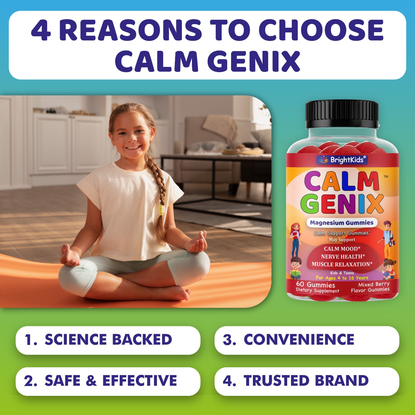 Calm Magnesium Gummies for Kids Relaxing Formula for Nerve Bone & Muscle Health