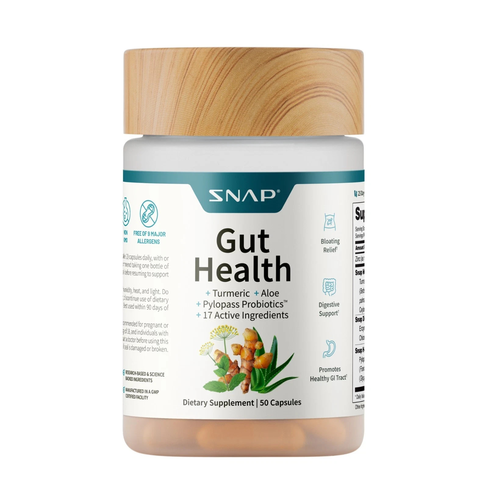 SNAP Gut Health Digestive Health Probiotics Enzymes Turmeric PYLOPASS H Pylori