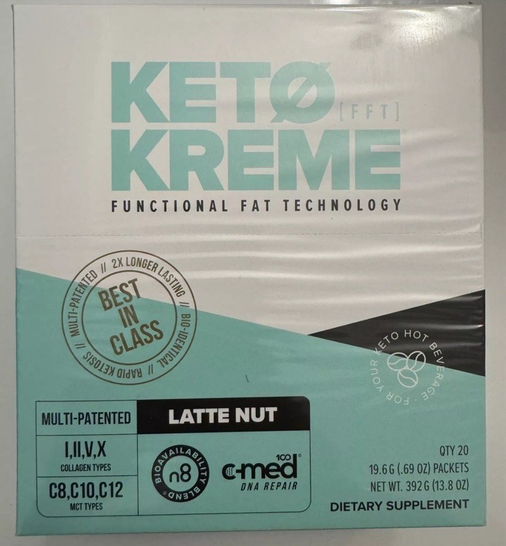 Pruvit Keto Kreme 20 Packets Flavor LATTE NUT Supplement Exp 03/ 2026