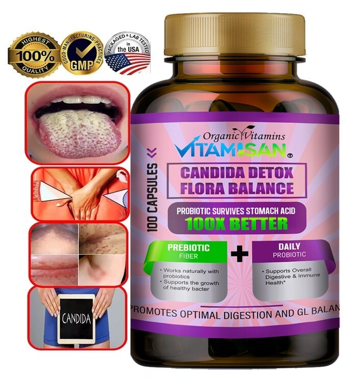 Candida Cleanse 100 Capsules Support Gut Colon Support Natural Herbs Intestinal