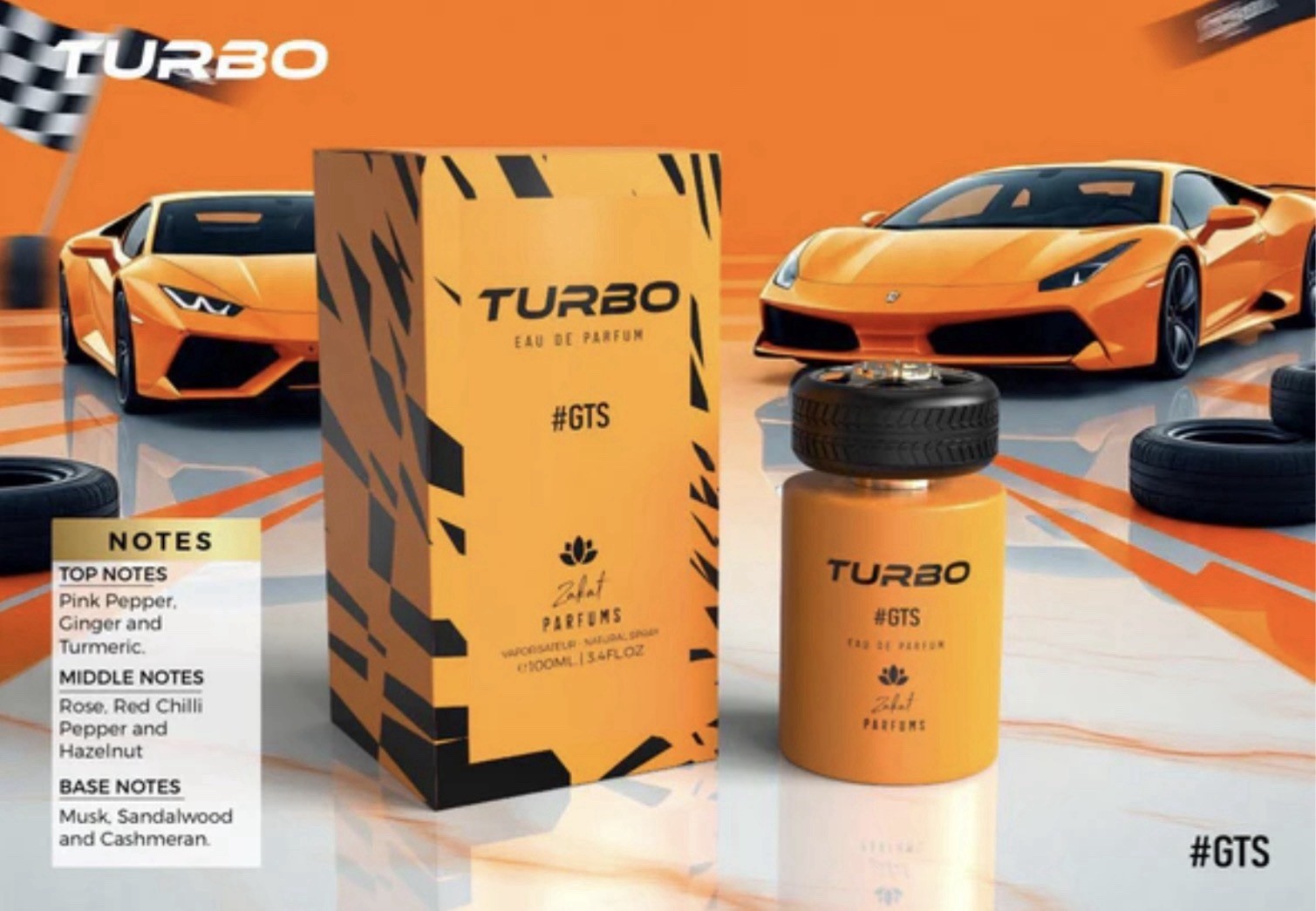 Turbo GTS by Zakat Eau de Parfum For Men 3.4 fl. oz / 100 ml NEW SEALED