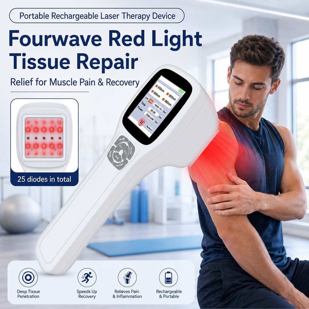 FourWave Red Laser Therapy Device 3400mAh Rechargeable 1-Year Warranty Home Use