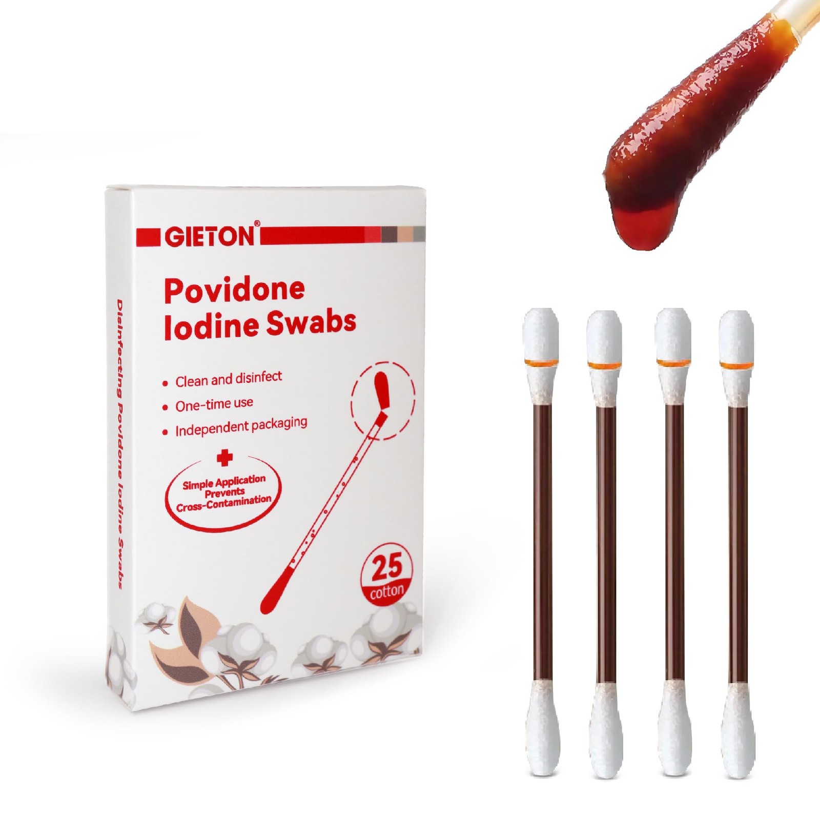 FSA | HSA Eligible 25-Count Povidone Iodine Swabs, 25-Count, White
