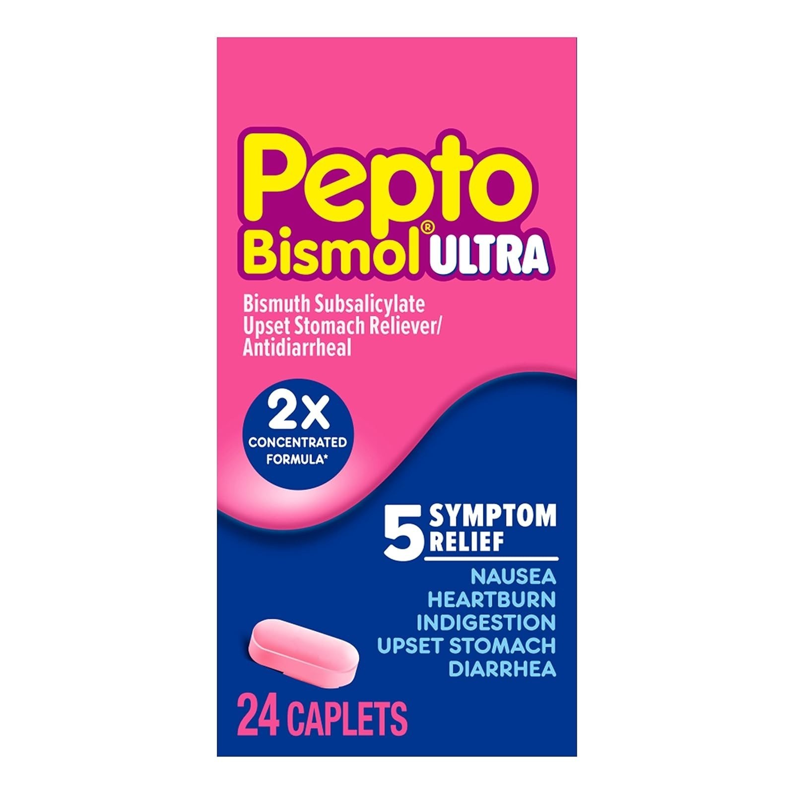 Pepto Bismol ULTRA Caplets – Nausea Relief, Heartburn, Indigestion 48 ct