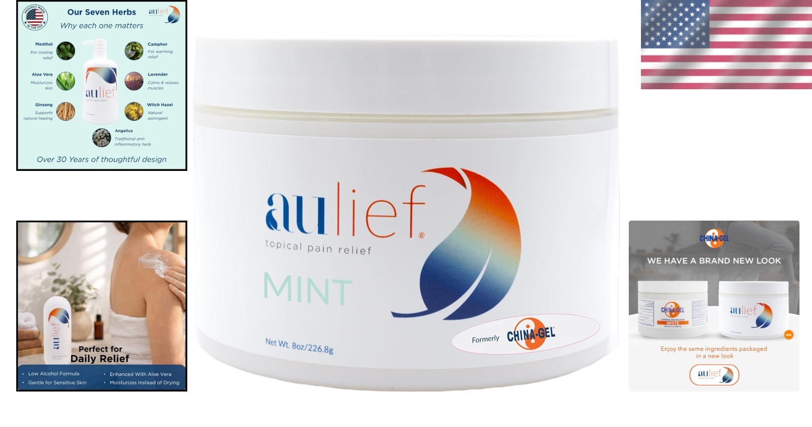Aulief 8 oz Pain Relief Cream: Natural Mint Gel for Rapid Muscle & Joint Pain