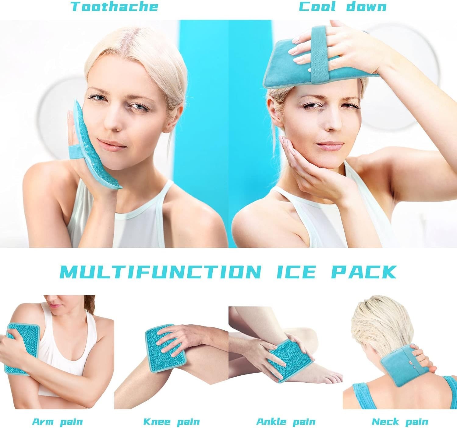 Portable Gel Ice Pack with Strap – Ideal Hot & Cold Compress for Recovery 1 Pack