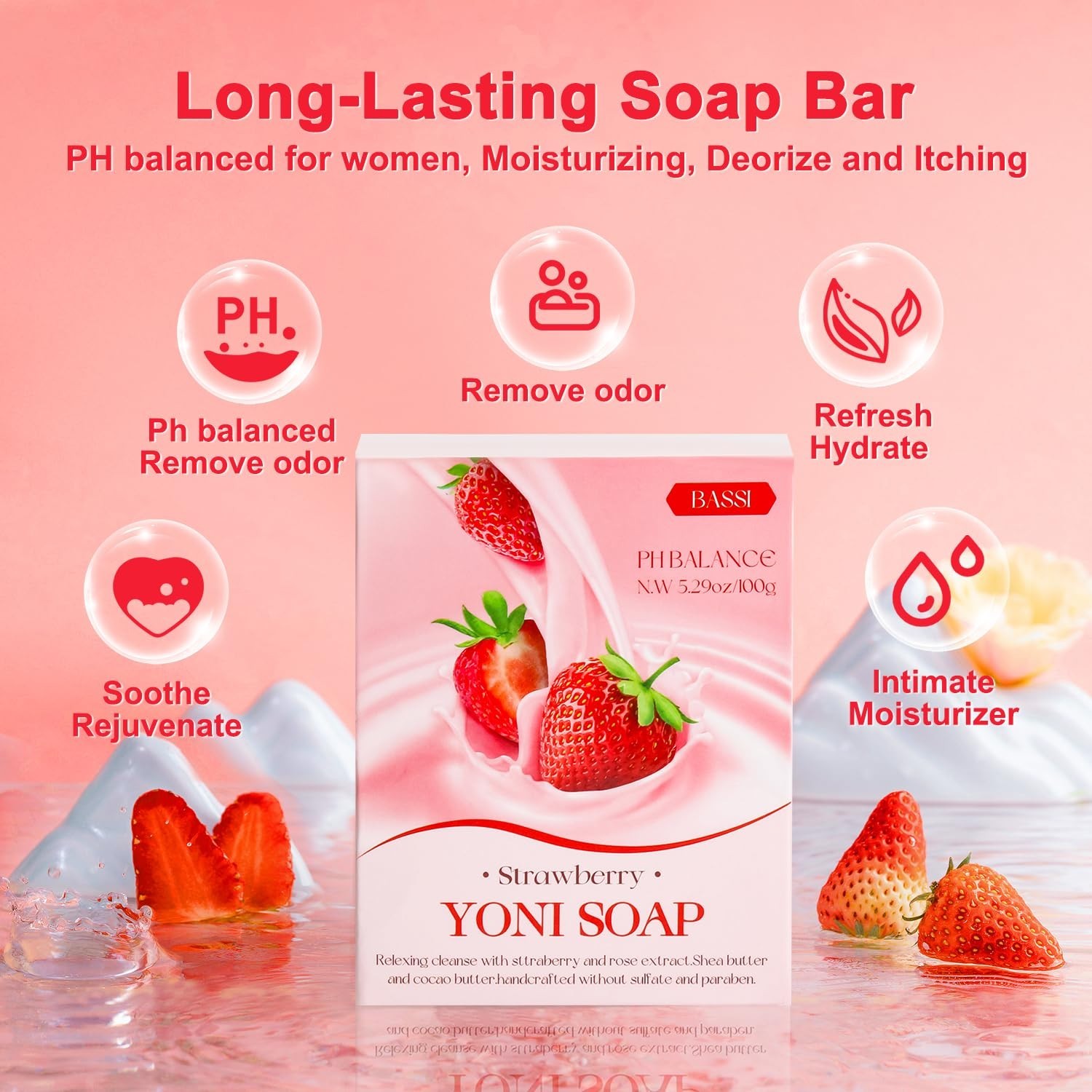 Feminine Wash & Yoni Oil & Soap Set for Women, Strawberry