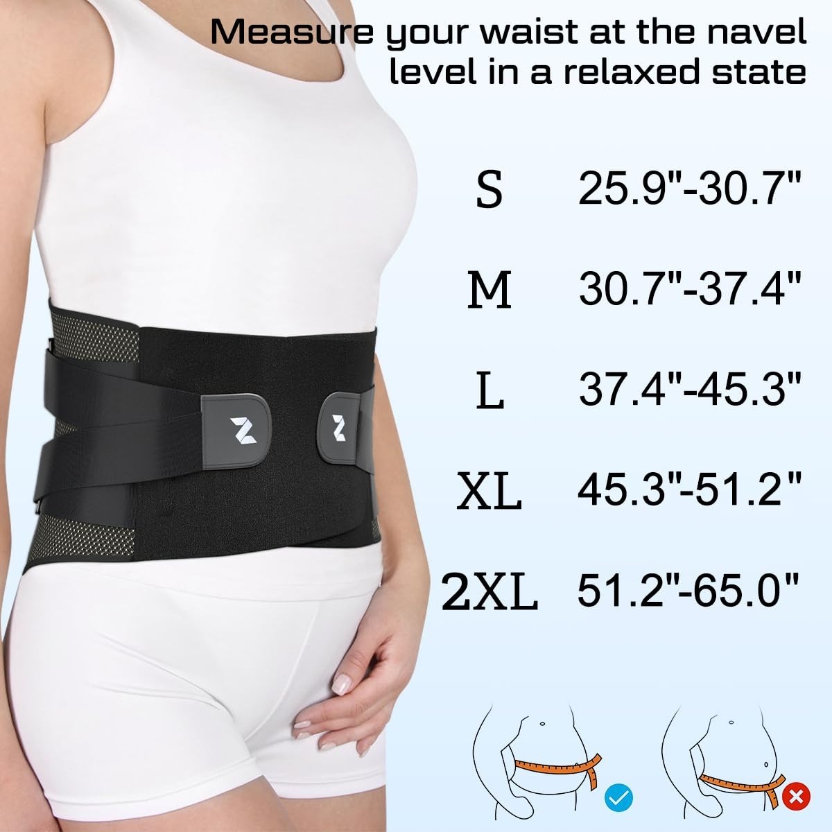 Adjustable Back Brace for Lower Back Pain Relief, Lumbar Support Belt, Soft Mesh