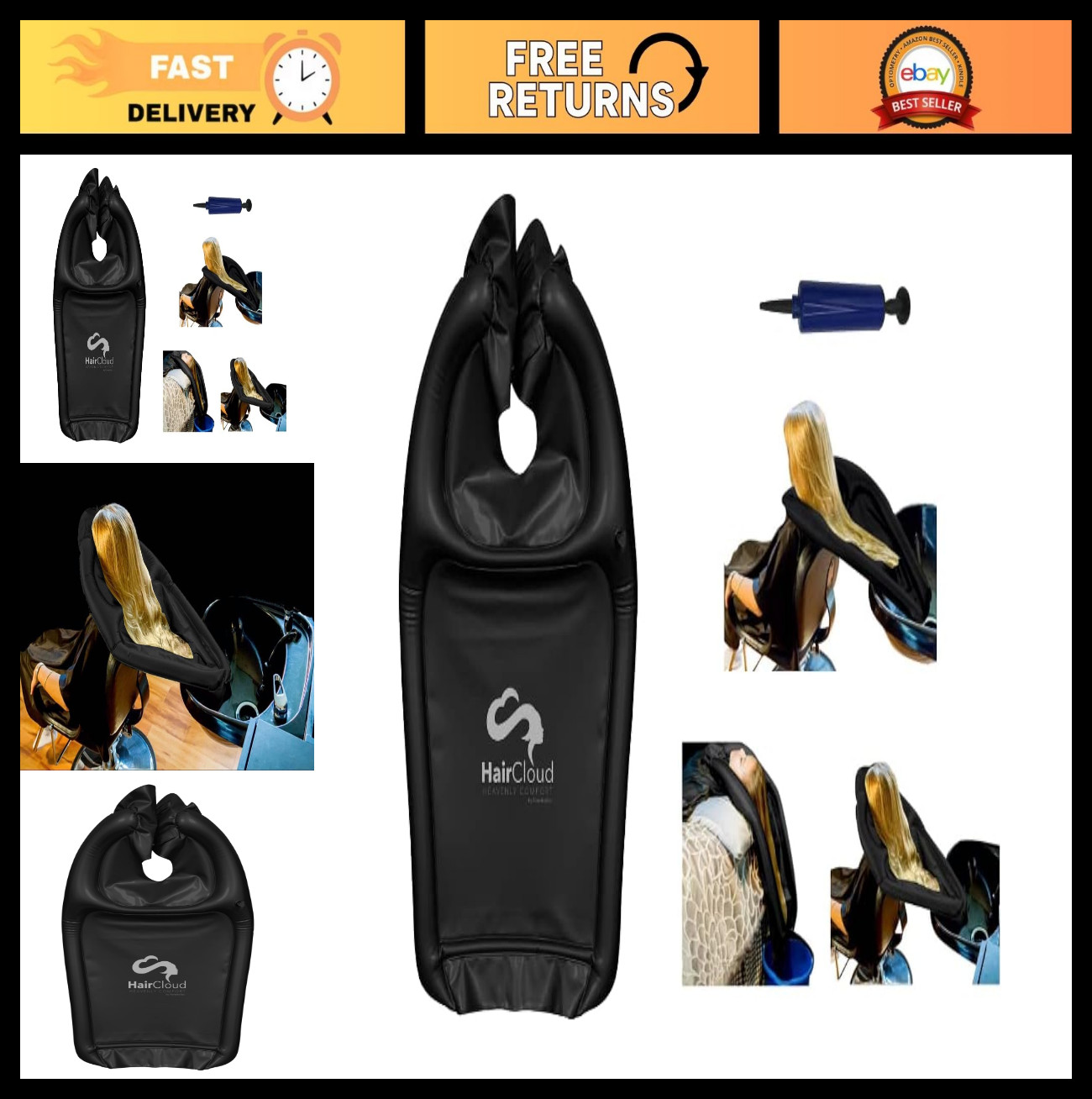 Inflatable Shampoo Funnel Cape – Portable Hair Washing Tray for Home & Salon Use