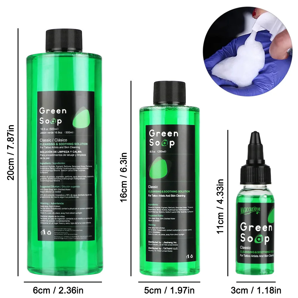 Ultra Concentrated Tattoo Green Soap Cleaning Kit with 150ml Foaming Bottle