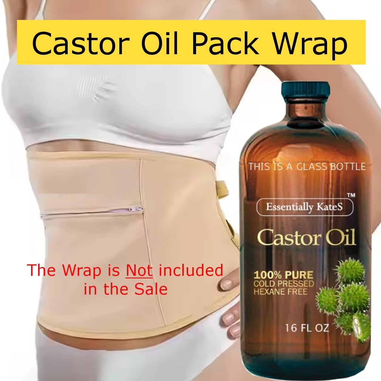 Castor Oil 16 Fl Oz (Glass Bottle) – Original – a Huge Glass Bottle with a Pump