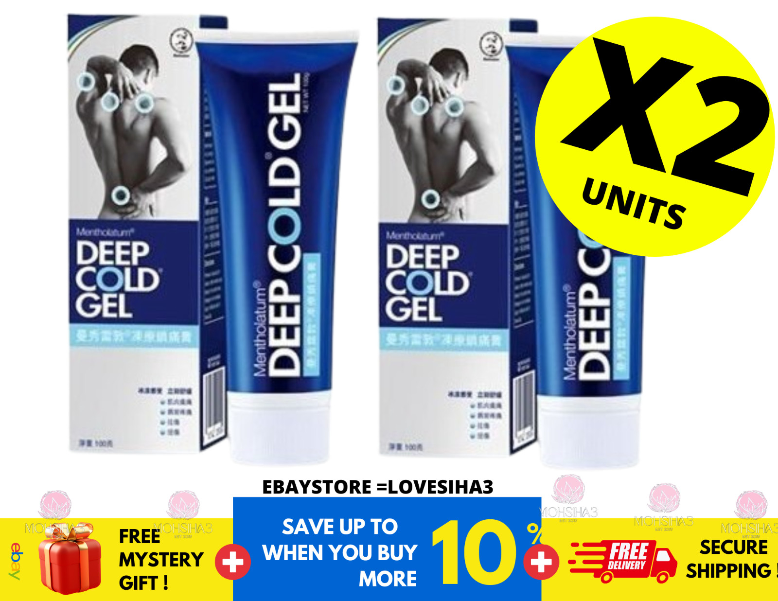 MENTHOLATUM Deep Cold Ice Gel For Arthritis, Muscle & Backaches 100g ( X 2 )