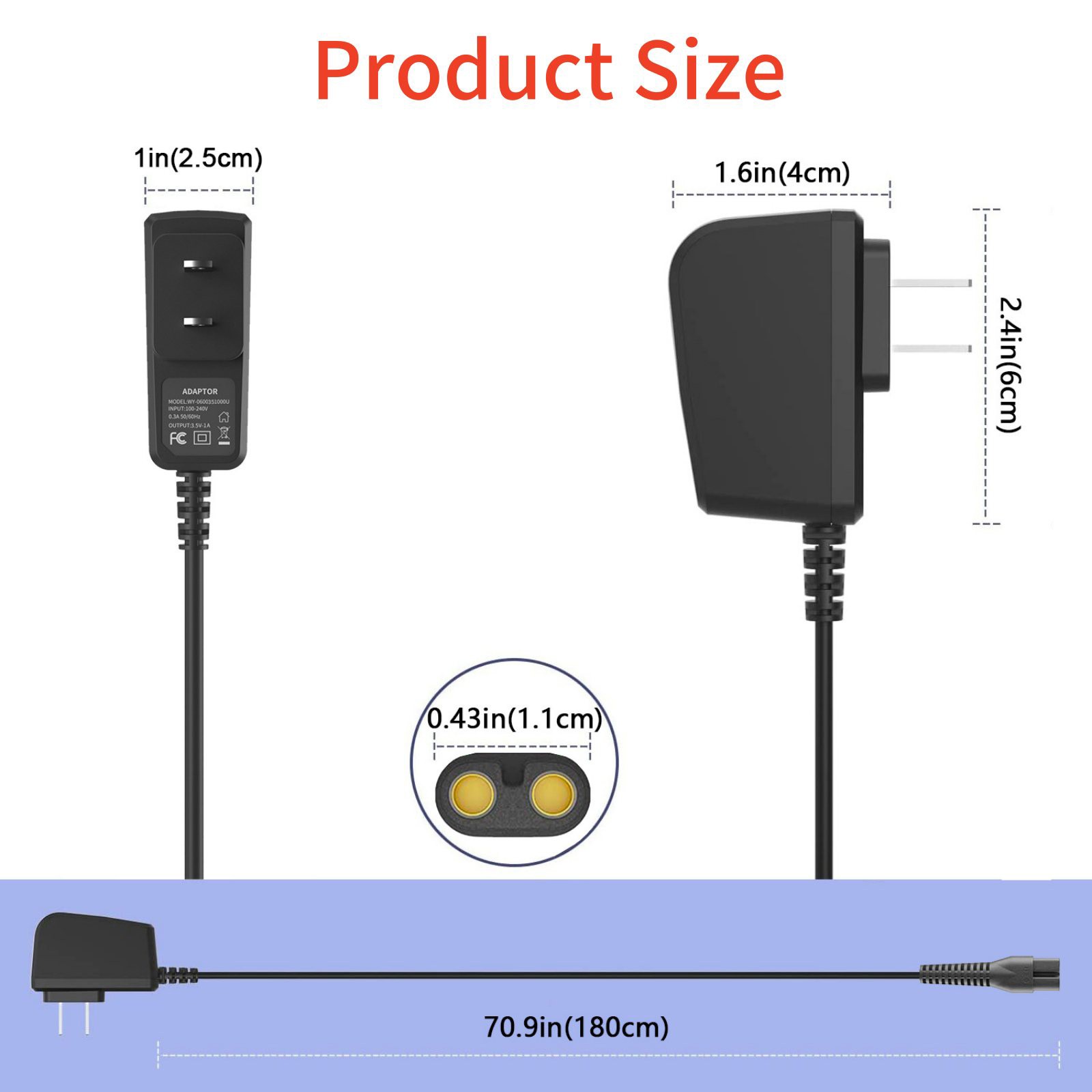 Input: AC 100-240V ~ 50/60Hz Hair Clipper Charger For Wahl Color Pro 9649