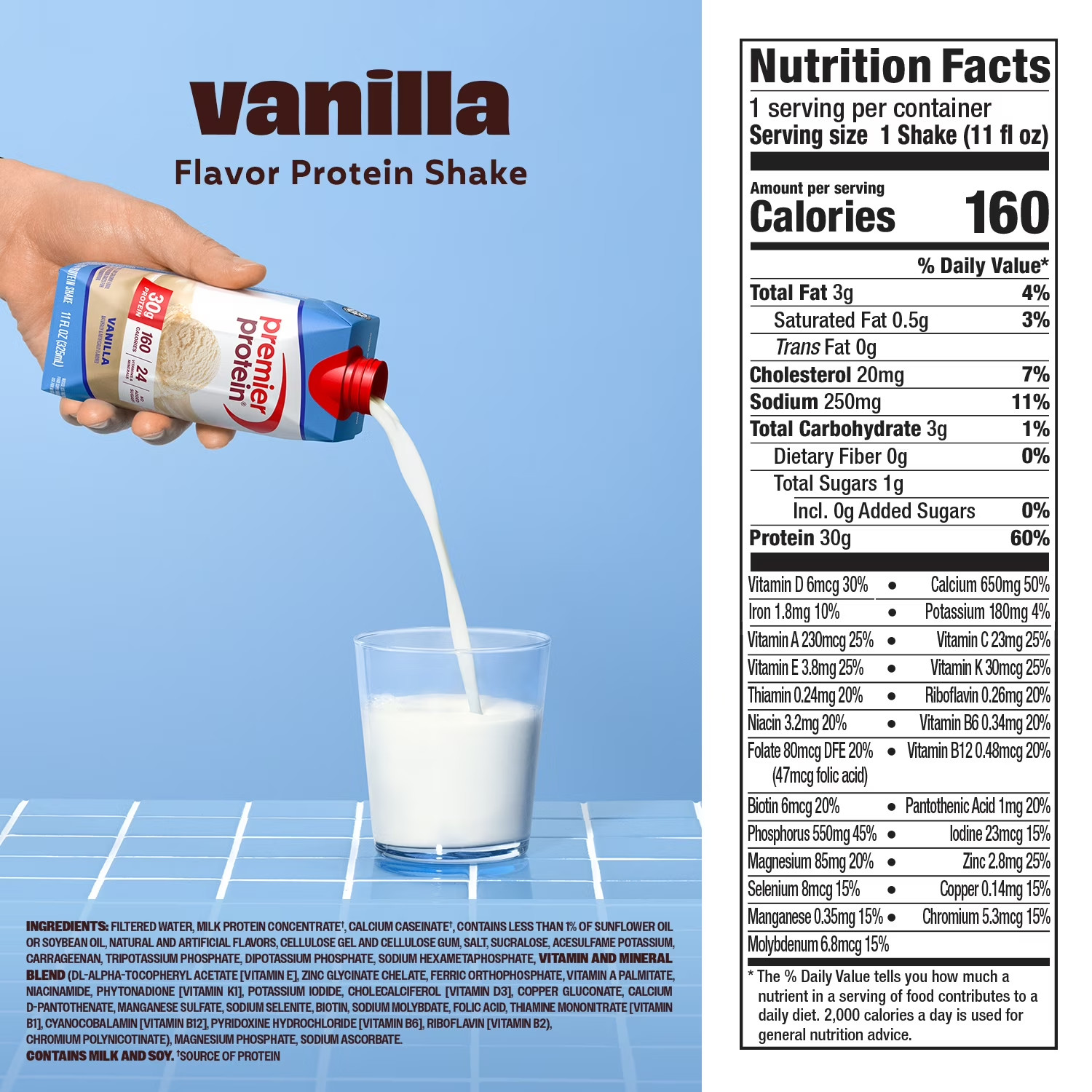 Premier Protein Shake, Vanilla, 30g Protein, 11 fl oz, 12 Ct