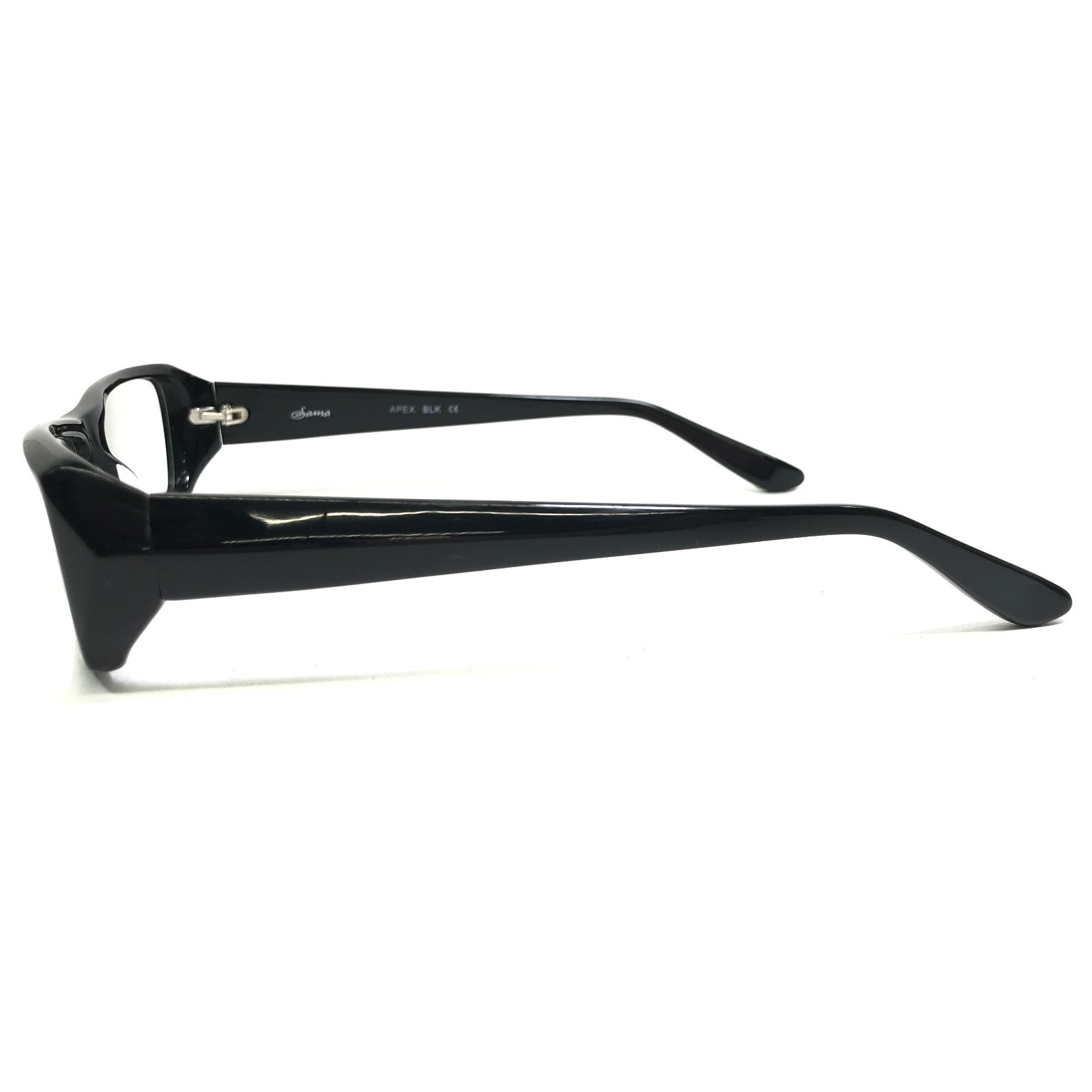 Sama Eyeglasses Frames APEX BLK Polished Black Rectangular Full Rim 53-18-138