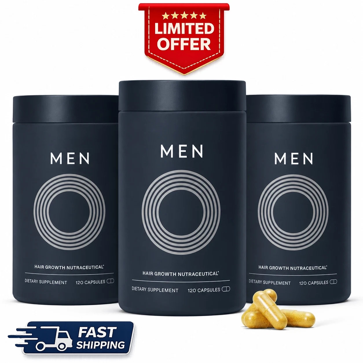 Pack of 3 Men’s Hair Growth Total 360 Caps Exp 06/2027 Fast Shipping