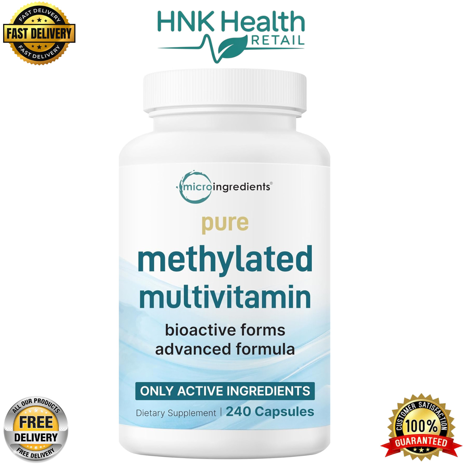 Micro Ingredients Pure Methylated Multivitamin, Immune Health – 240 Capsules