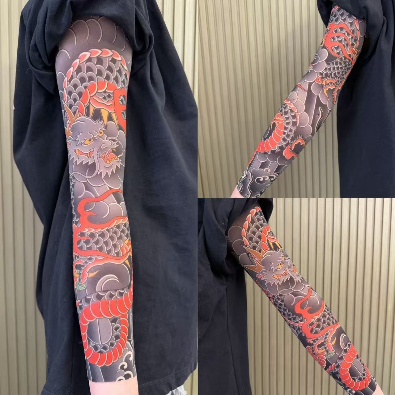 4 Pcs Temporary Tattoo Sleeves Set Arts Fake Slip On Tattoo Arm Sleeves Kit