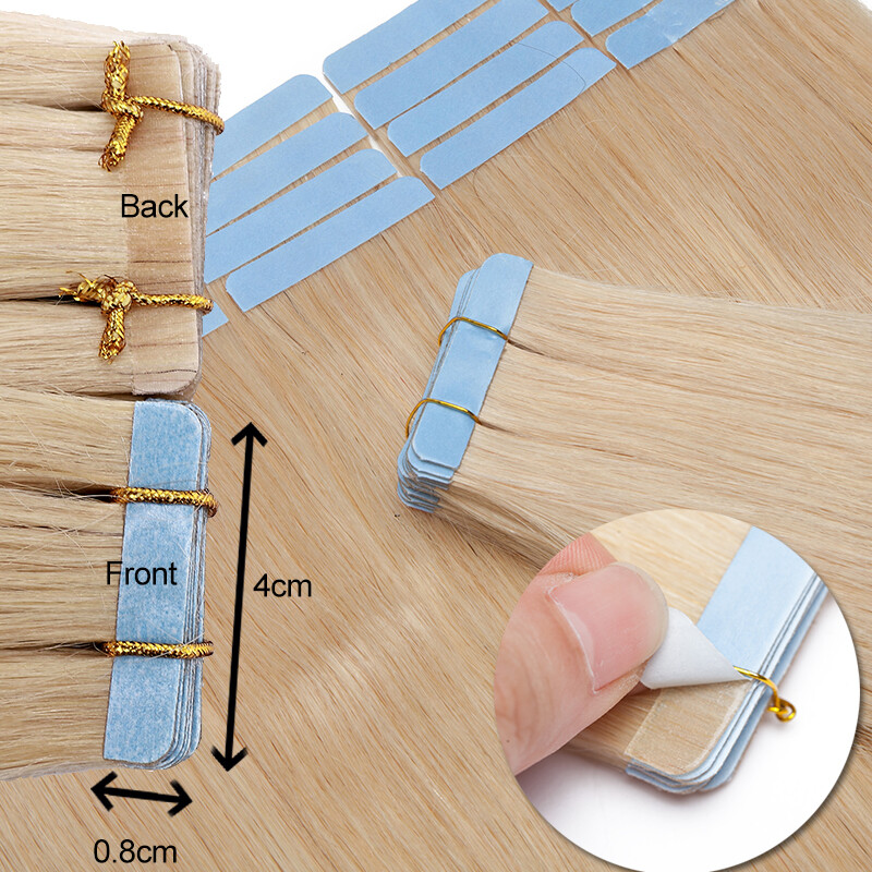 Invisible Tape In Skin Weft Real Remy Human Hair Extensions Wavy Thick Glue 150G