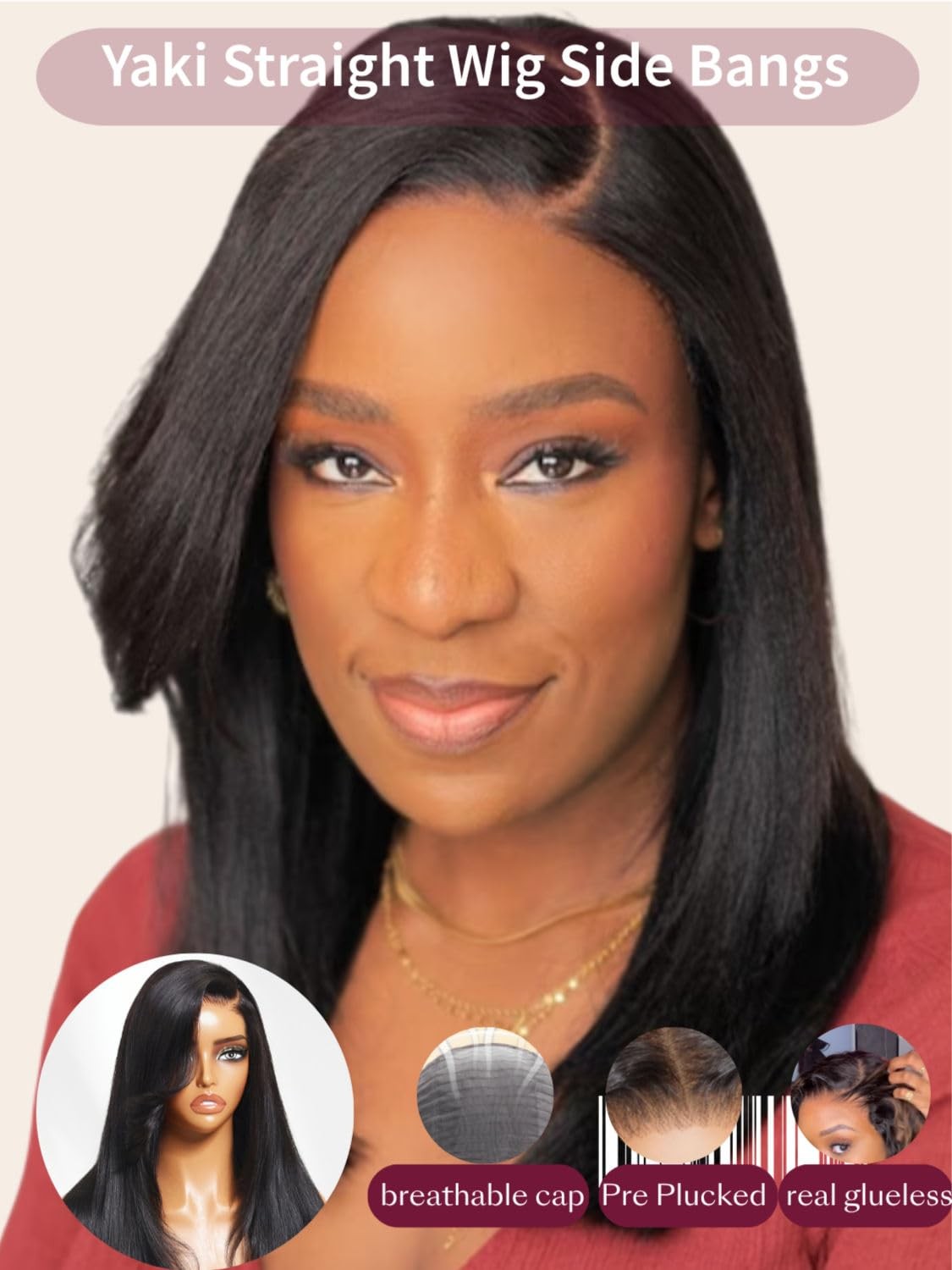 Beauty Forever Yaki Straight Glueless Wig 16″ HD Lace