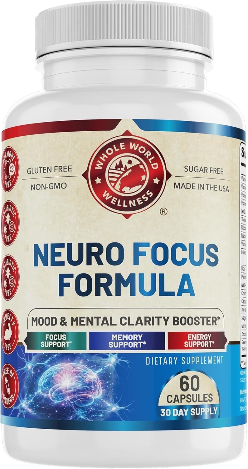 Neuro Focus Formula | Supports Mental Clarity & Focus | Vitamin A,C,D,E,B6 | Glu
