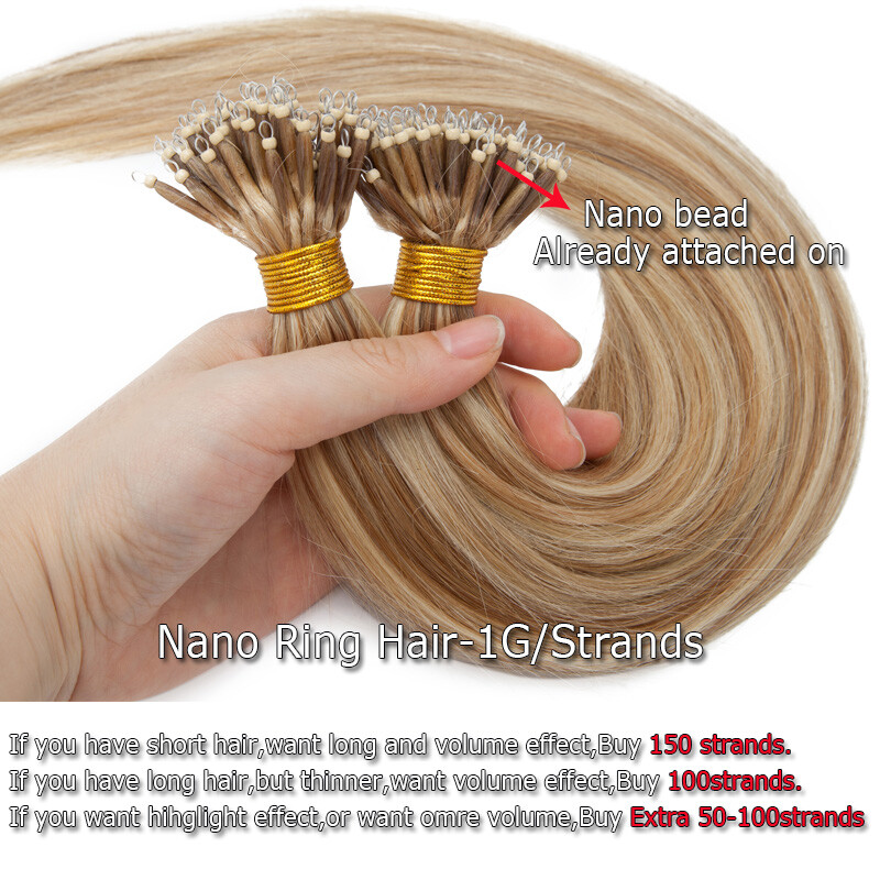 NANO RING BEANS 150G Real Remy Human Hair Extensions Thick Full Head Loop Tip US