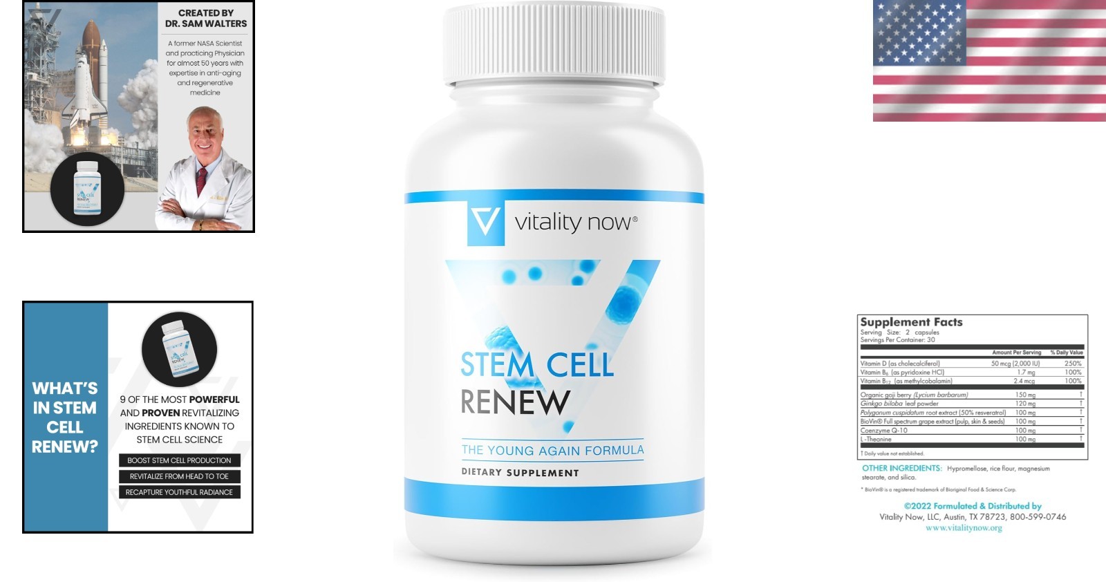 Unflavored Stem Cell Renew Capsules Rejuvenate Your Body & Mind – 30-Day Supply-