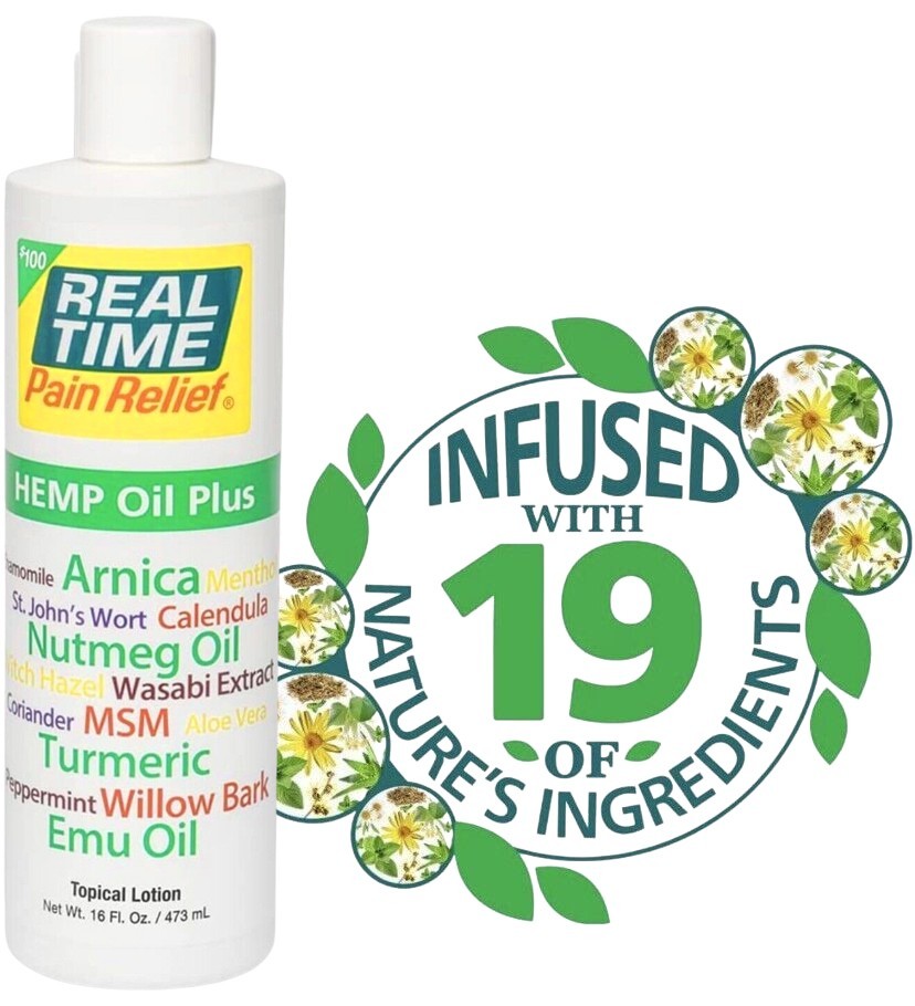 Real Time Pain Relief HEMP OIL PLUS HOP 16oz