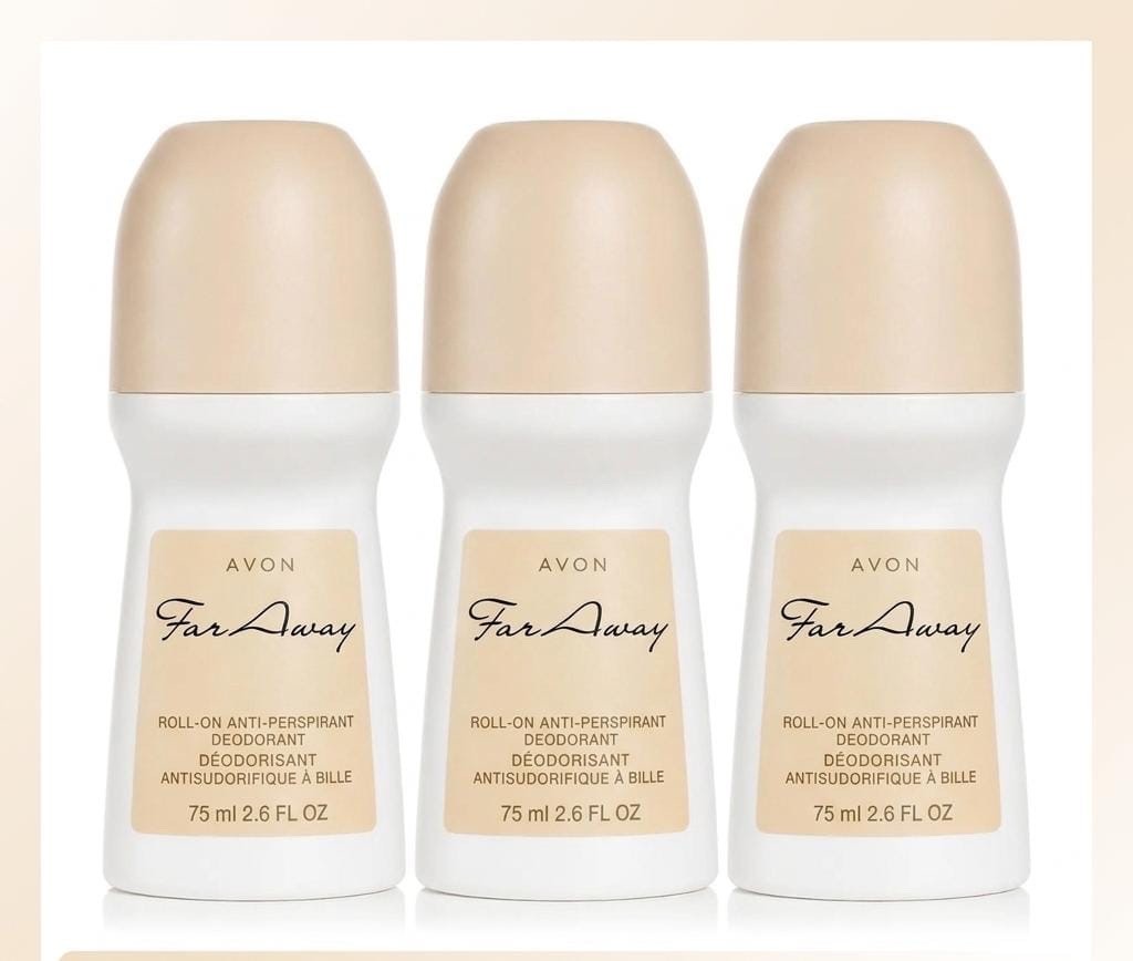 Avon Far Away Roll-On Anti-Perspirant Deodorant for Women –3 Pack -2.6 fl oz Ea
