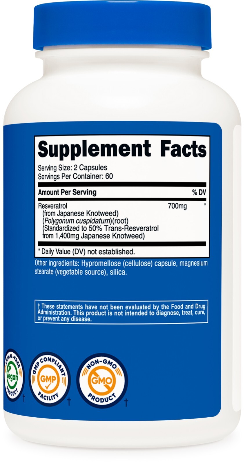 Nutricost Resveratrol 700mg, 120 Capsules – Gluten Free, Non-GMO, Vegan